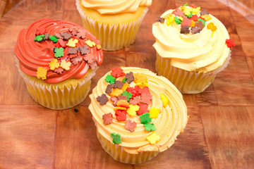 Cupcake with autumn decoration