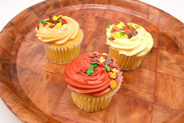 Cupcake with autumn decoration