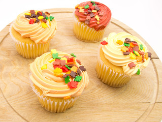 Cupcake with autumn decoration