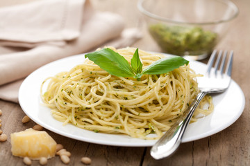 spaghetti with pesto sauce