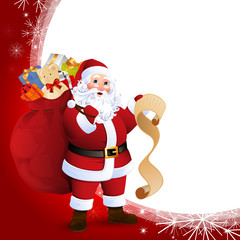 Vector Illustration of Santa Claus carrying sack full of gifts