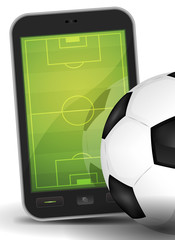 Sport Ground On Smartphone With Soccer Ball