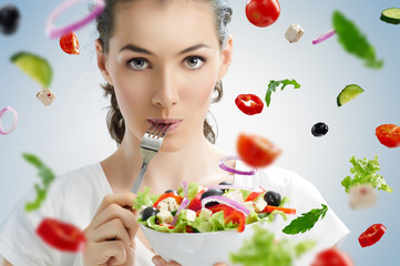 eating healthy food - obrazy, fototapety, plakaty