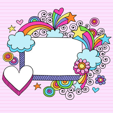 Psychedelic Picture Frame Groovy Doodles Vector Design