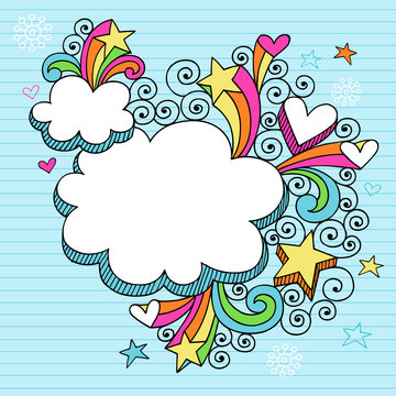 Clouds Picture Frame Groovy Doodles Vector Design