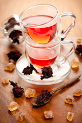 Hibiscus tea in glass cups
