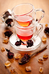 Hibiscus tea in glass cups
