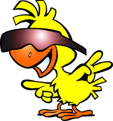 Hand-drawn Vector illustration of an smart chicken with sunglass
