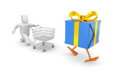 Man is chasing gift
