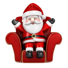 3d render of Santa Claus hanging sitting on a sofa