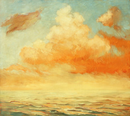 sea landscape, illustration, painting by oil on a canvas - 45344482