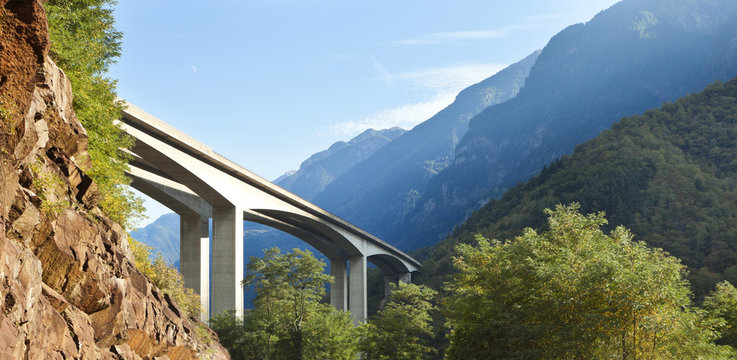 Fototapeta Road bridge in the forests of Swiss