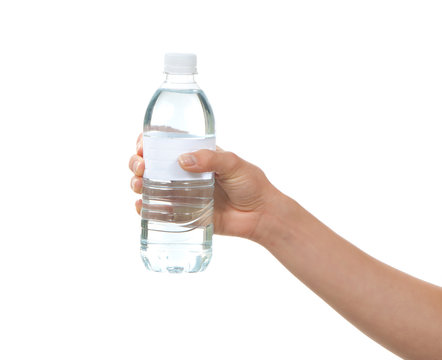 Hand hold bottle of drinking water