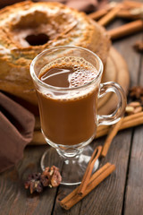 Сocoa mug and a Christmas cupcake