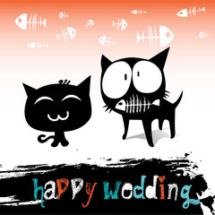 happy wedding cats