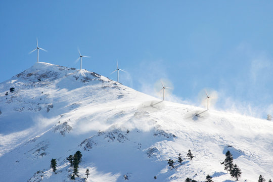 Wind Farm In Snow Storm