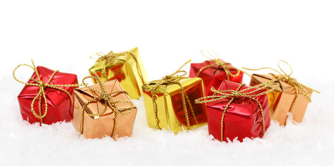 bunte Geschenke im Schnee / Banner