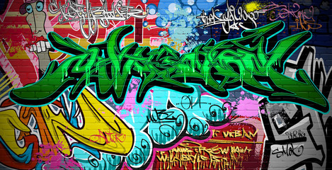 Naklejki  Graffiti sztuka tło wektor. Mur miejski
