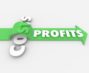 Profits Word Arrow Jumping Over Costs Revenue