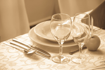 wedding tables set for fine dining or another catered event