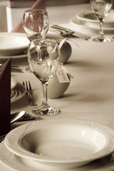 wedding tables set for fine dining or another catered event
