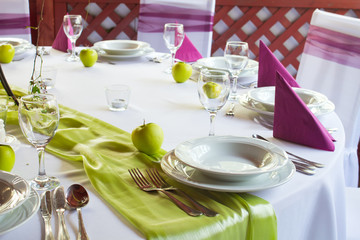 wedding tables set for fine dining or another catered event
