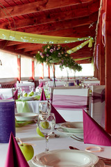 wedding tables set for fine dining or another catered event