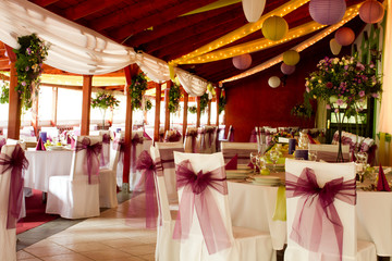 wedding tables set for fine dining or another catered event