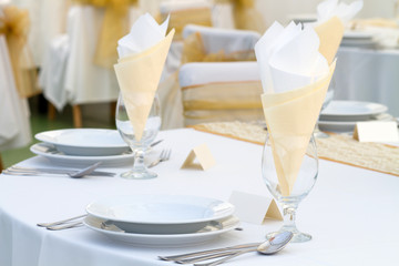 table set for wedding or another catered event dinner