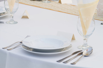table set for wedding or another catered event dinner