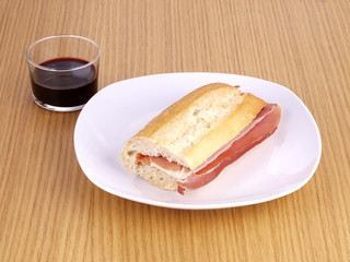 Bocadillo de Jamon.  Cured ham Sandwich.