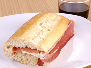 Bocadillo de Jamon.  Cured ham Sandwich.