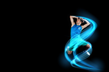 Basketball player with a ball