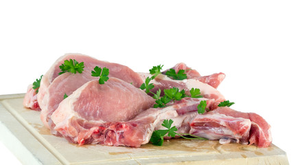 Fresh pork chops isolated