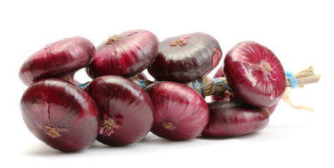 bunch of red onion isolated on white
