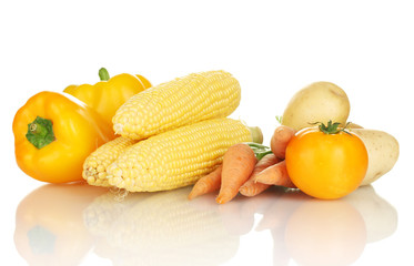 Yellow vegetables isolated on white