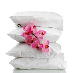 pillows and flower, isolated on white