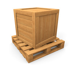 Wooden box on pallet