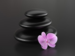 Obraz na płótnie Canvas Orchidea i zen kamienie