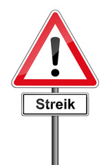 Warnschild RAL 3001 signalrot freigestellt - Streik