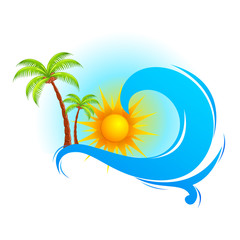 Sea Wave with Palm Tree