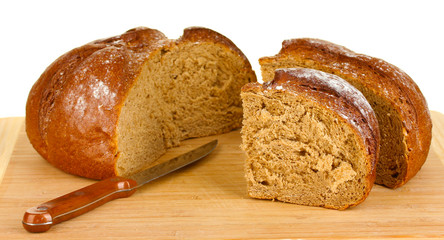 sliced bread on white background close-up