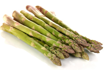 Fresh asparagus isolated on white.