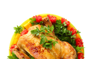 baked whole chicken with vegetables