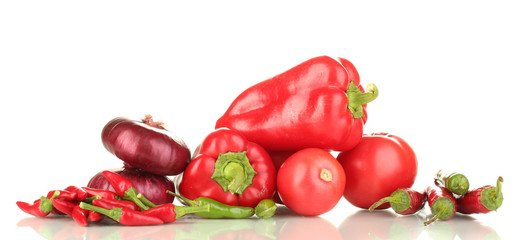 fresh red vegetables isolated on white