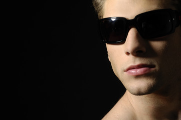 Beauty image of glam guy. Face close-up