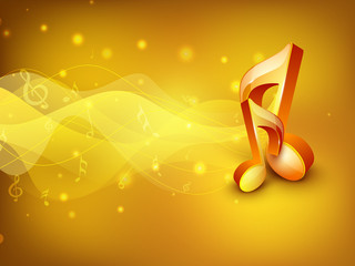Abstract golden musical note on rays background. EPS 10.