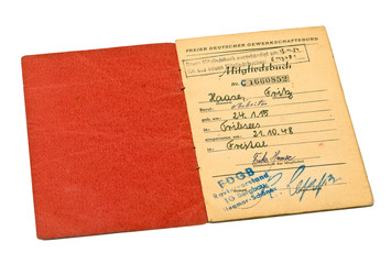 GDR - CIRCA 1948: Union card of the former GDR (German Federatio