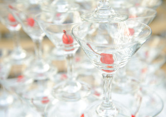 martini glasses on the table. festive table setting