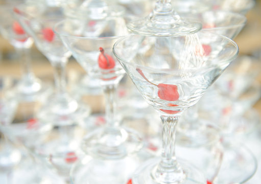 martini glasses on the table. festive table setting